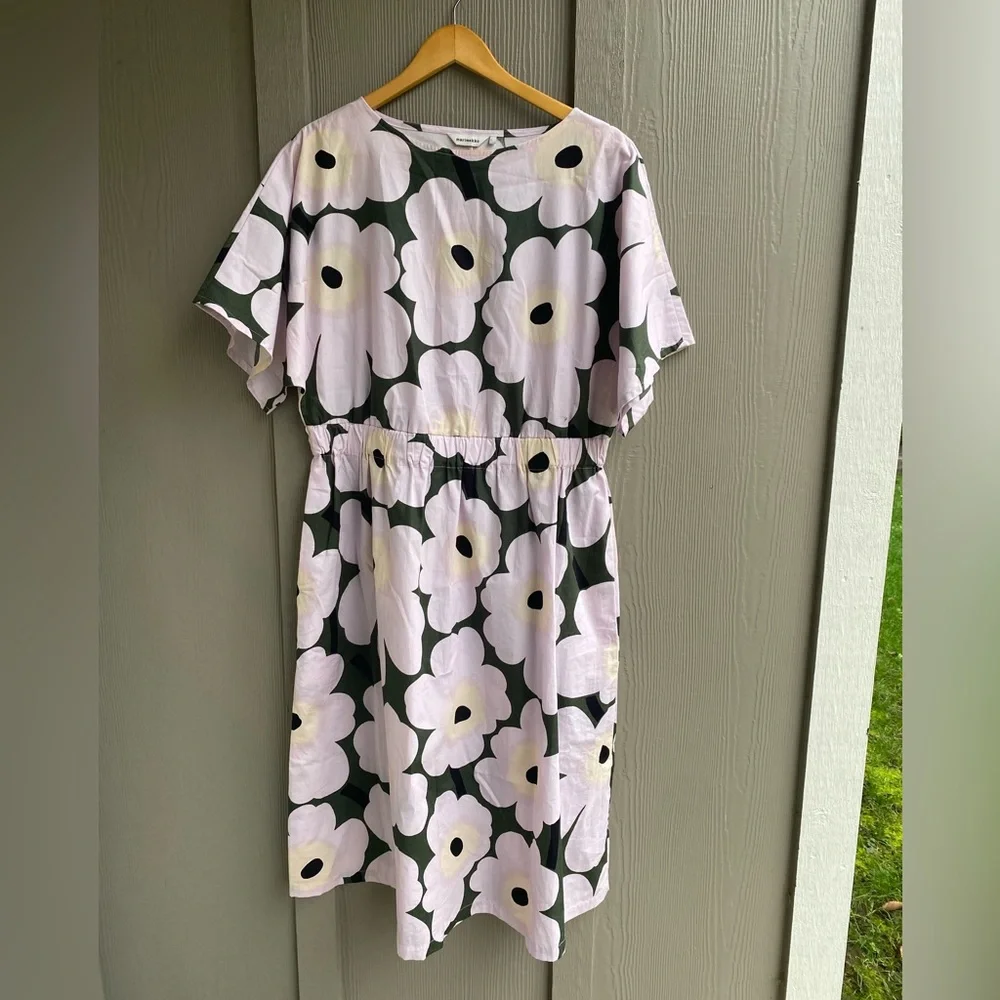 Marimekko Siloinen Pieni Unikko 2 Midi Dress Large NWOT Poppy - Picture 8 of 15